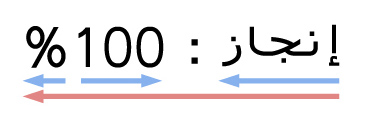 テキスト全体の書字方向はアラビア語としての書字方向（右から左）だが、数字部分は左から右に表記